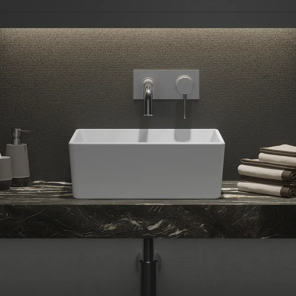 Lavabo da appoggio quadrato 39,5x39,5x14 cm Bianco Lavabo da appoggio quadrato 39,5x39,5x14 cm Bianco