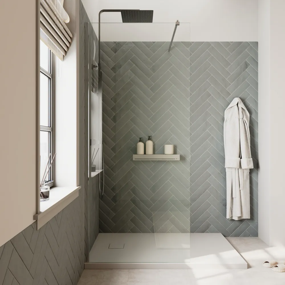 Doccia walk-in 120 cm vetro 8mm anticalcare trasparente h200 profili cromo | Keros Doccia walk-in 120 cm vetro 8mm anticalcare trasparente h200 profili cromo | Keros