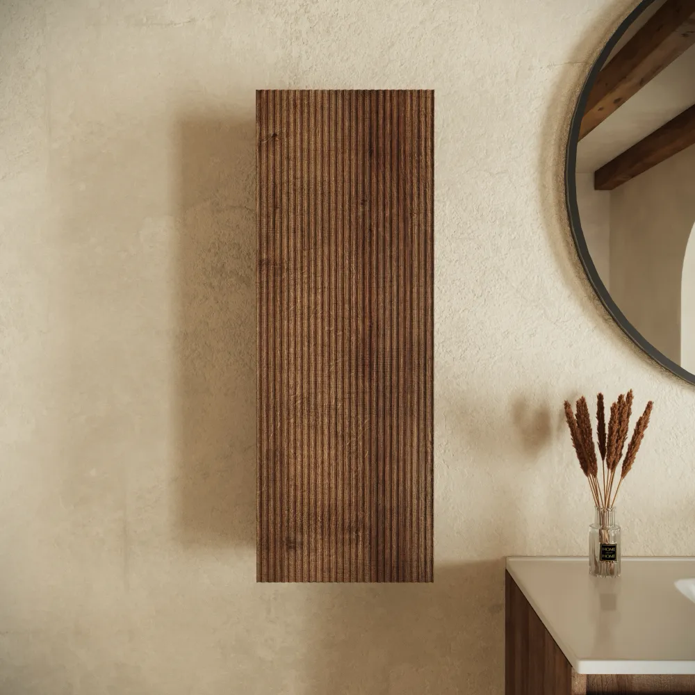 Colonna bagno sospesa cannettata 75cm rovere scuro reversibile | Pelion Colonna bagno sospesa cannettata 75cm rovere scuro reversibile | Pelion