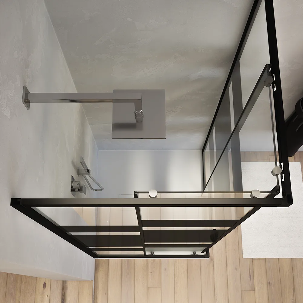 Box doccia angolare 70x70 cm serigrafato 4 mm profili neri | Willis Box doccia angolare 70x70 cm serigrafato 4 mm profili neri | Willis