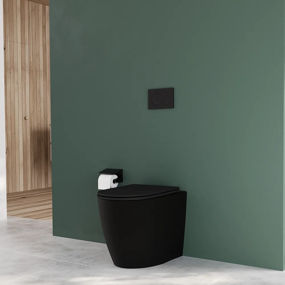 Vaso WC filomuro rimless in ceramica nero opaco con sedile soft-close | Europa Small Vaso WC filomuro rimless in ceramica nero opaco con sedile soft-close | Europa Small