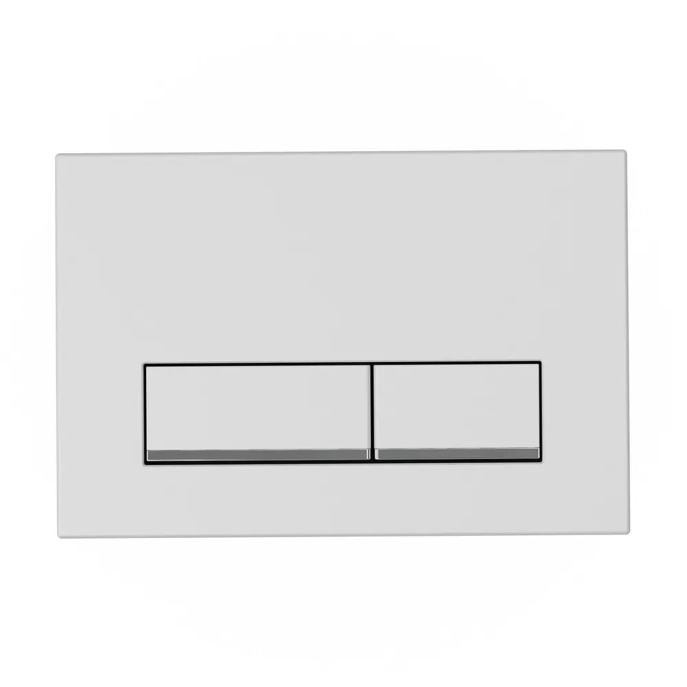 Placca di scarico doppio tasto in ABS bianco opaco e cromato Placca di scarico doppio tasto in ABS bianco opaco e cromato