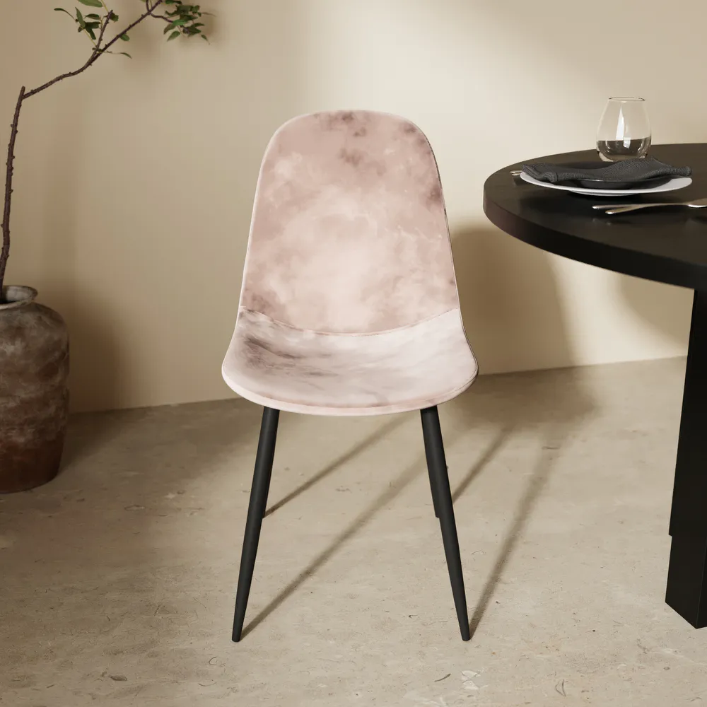 Set 4 sedie seduta in velluto khaki e gambe in acciaio nero | Nora