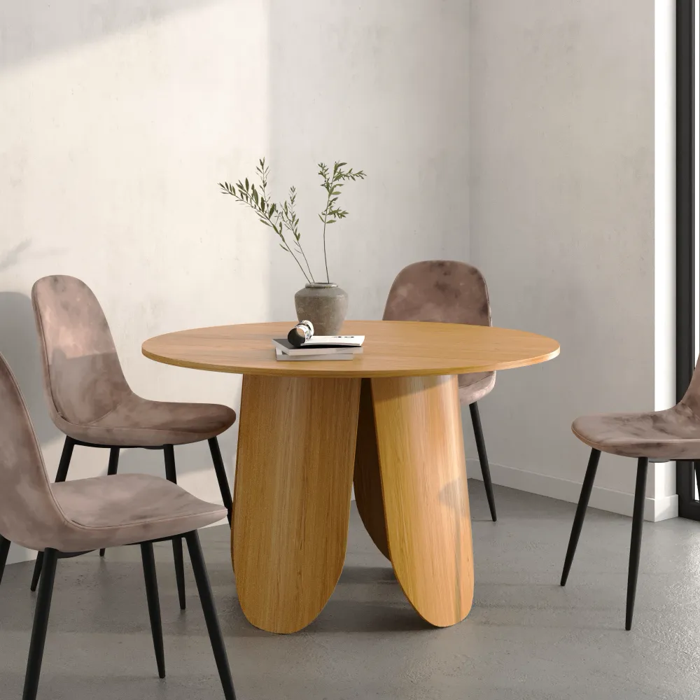 Tavolo rotondo Ø120cm top e gambe in MDF effetto legno chiaro| Einar Tavolo rotondo Ø120cm top e gambe in MDF effetto legno chiaro| Einar