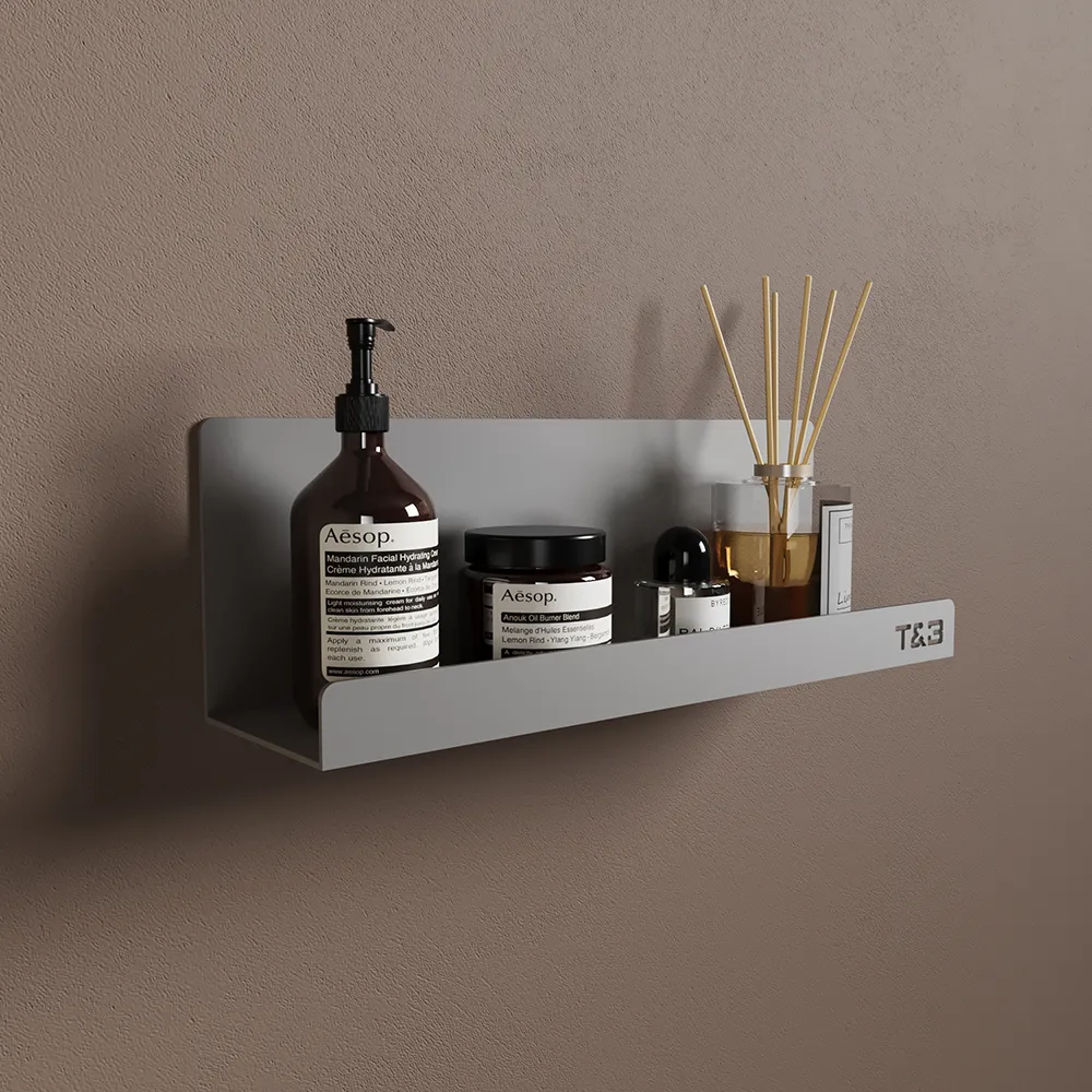 Mensola da bagno portaoggetti in alluminio grigio opaco 30 cm | Tromso Mensola da bagno portaoggetti in alluminio grigio opaco 30 cm | Tromso