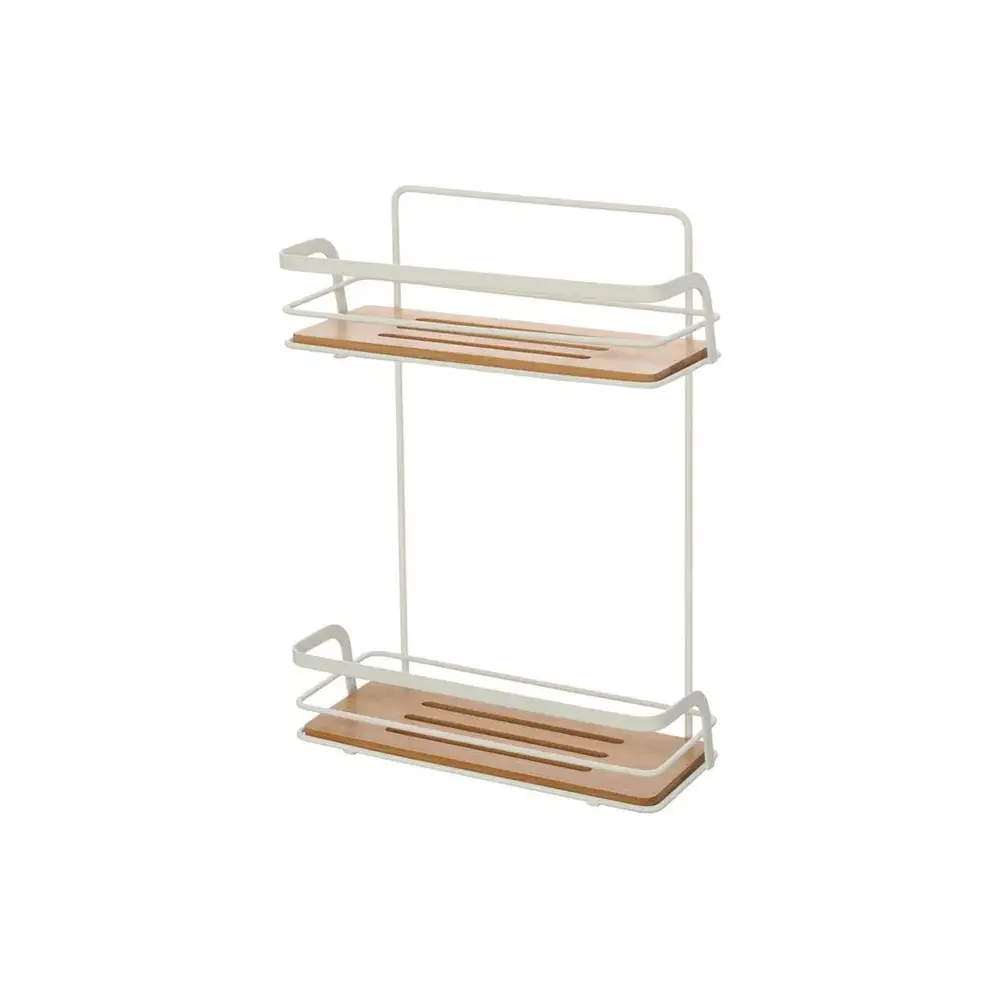 Mensola due ripiani acciaio bianco e bambu | Haiti Mensola due ripiani acciaio bianco e bambu | Haiti