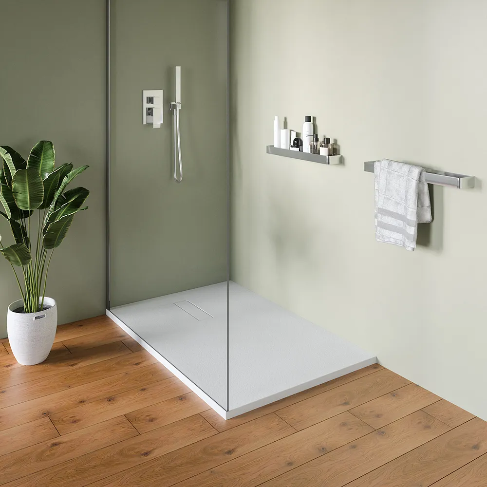 Piatto doccia 90x120 cm in marmoresina bianco effetto pietra | Merlera Piatto doccia 90x120 cm in marmoresina bianco effetto pietra | Merlera