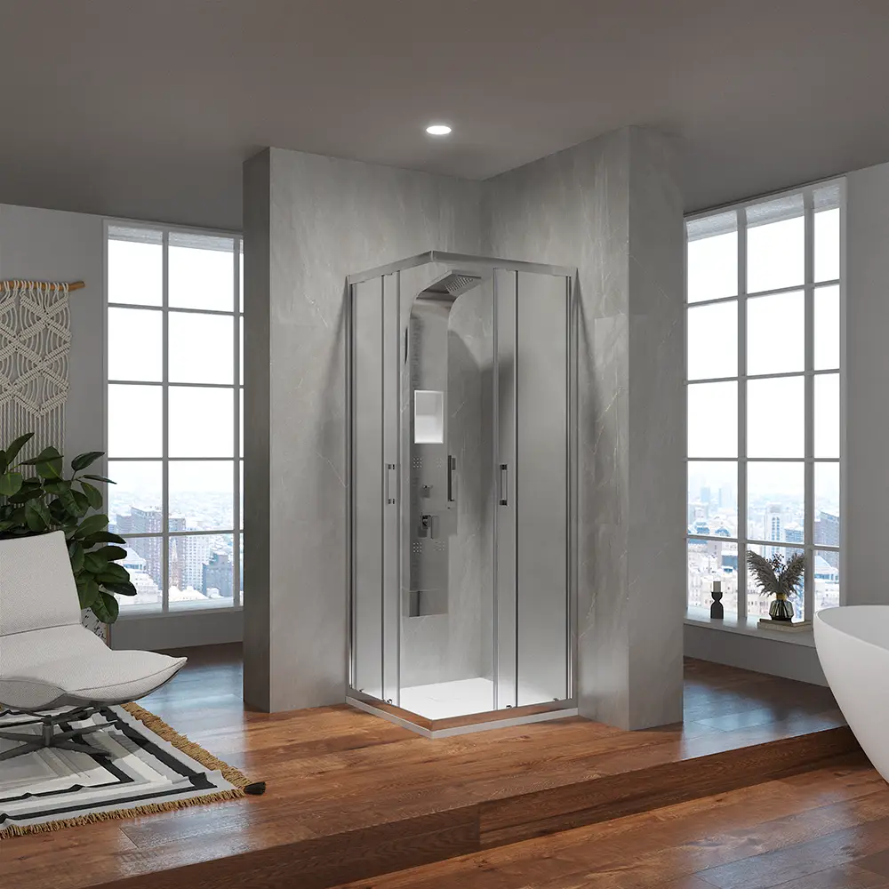 Box doccia angolare 80x120 cm apertura scorrevole in vetro 6mm opaco h198 | Tahiti Box doccia angolare 80x120 cm apertura scorrevole in vetro 6mm opaco h198 | Tahiti