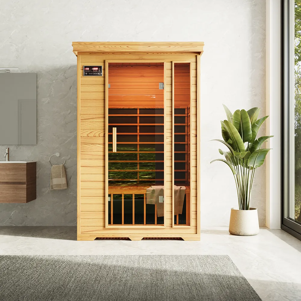 Sauna ad infrarossi 95x126 cm H195 in legno di cedro con radio integrata | Savon Sauna ad infrarossi 95x126 cm H195 in legno di cedro con radio integrata | Savon