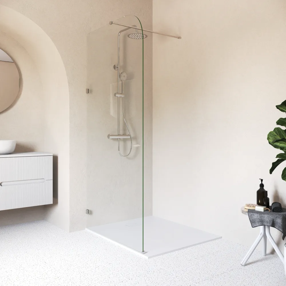 Doccia walk-in arco 100cm con cerniere cromate vetro 8mm trasparente easy clean h200 | Senja Doccia walk-in arco 100cm con cerniere cromate vetro 8mm trasparente easy clean h200 | Senja
