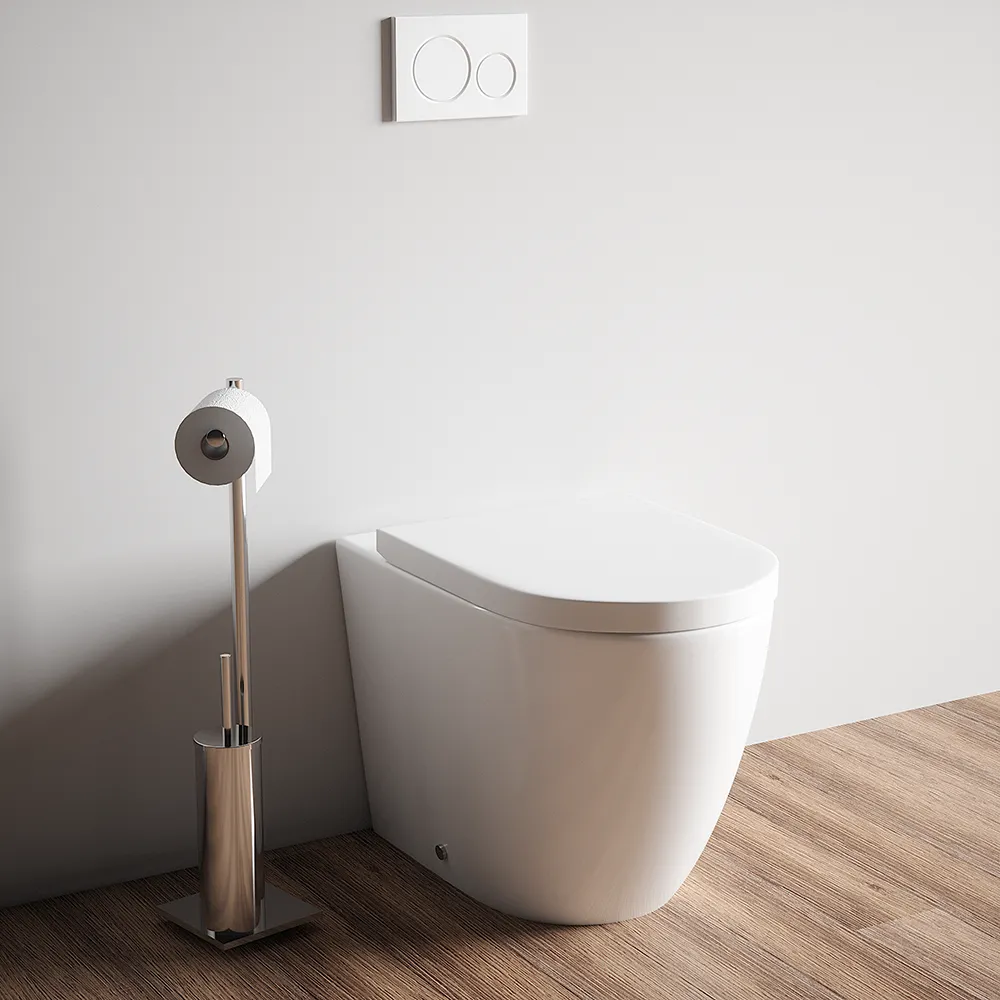 Vaso filo muro in ceramica bianca con sedile copri-wc softclose in UF | Roma Vaso filo muro in ceramica bianca con sedile copri-wc softclose in UF | Roma