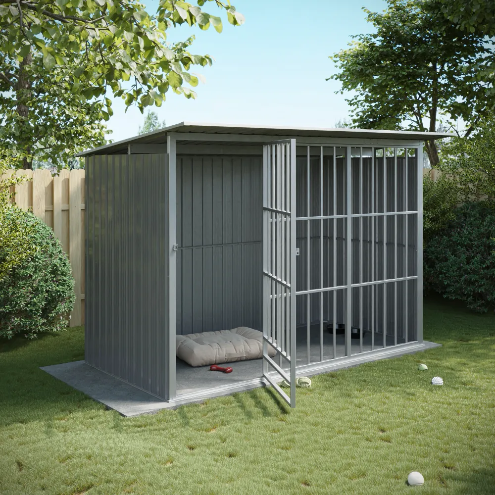 Box per cani in acciaio zincato 270x161x182cm colore grigio