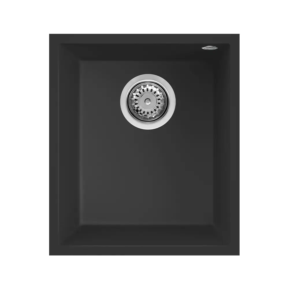Elleci lavello da cucina 1 vasca 38x44cm in granitek nero installazione sottotop | Quadra 100 Elleci lavello da cucina 1 vasca 38x44cm in granitek nero installazione sottotop | Quadra 100