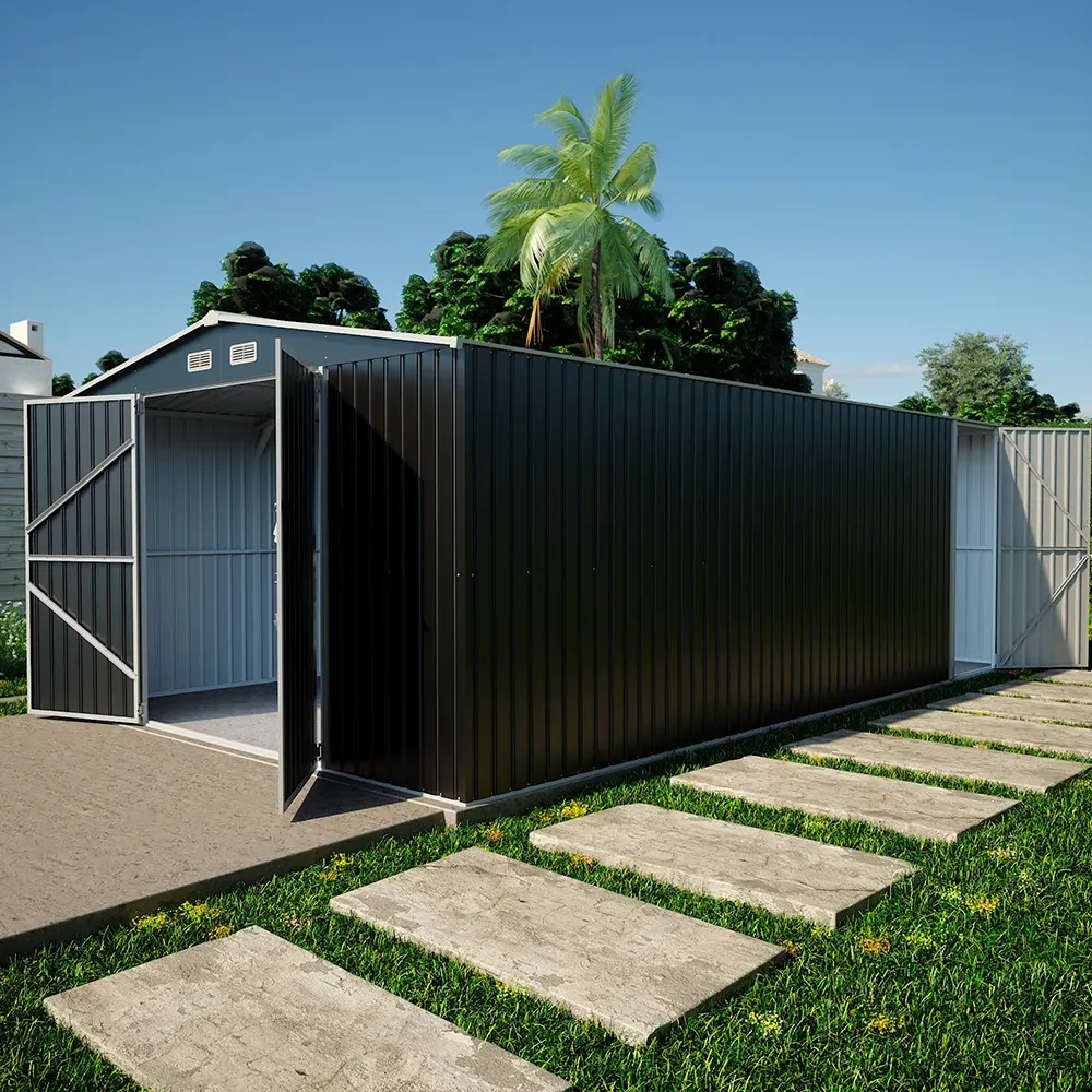 Casetta da giardino in acciaio zincato nero 5,96x3,56xh2,17m -258kg - 21,2 metri quadri Casetta da giardino in acciaio zincato nero 5,96x3,56xh2,17m -258kg - 21,2 metri quadri