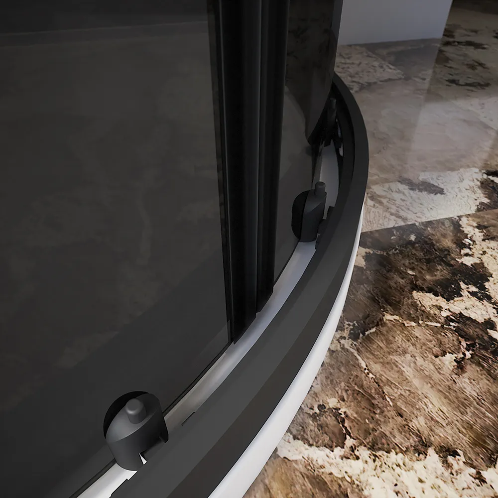 Box doccia semicircolare 90x90 cm profili nero opaco vetro 6mm fumè h185 | Tonga Box doccia semicircolare 90x90 cm profili nero opaco vetro 6mm fumè h185 | Tonga