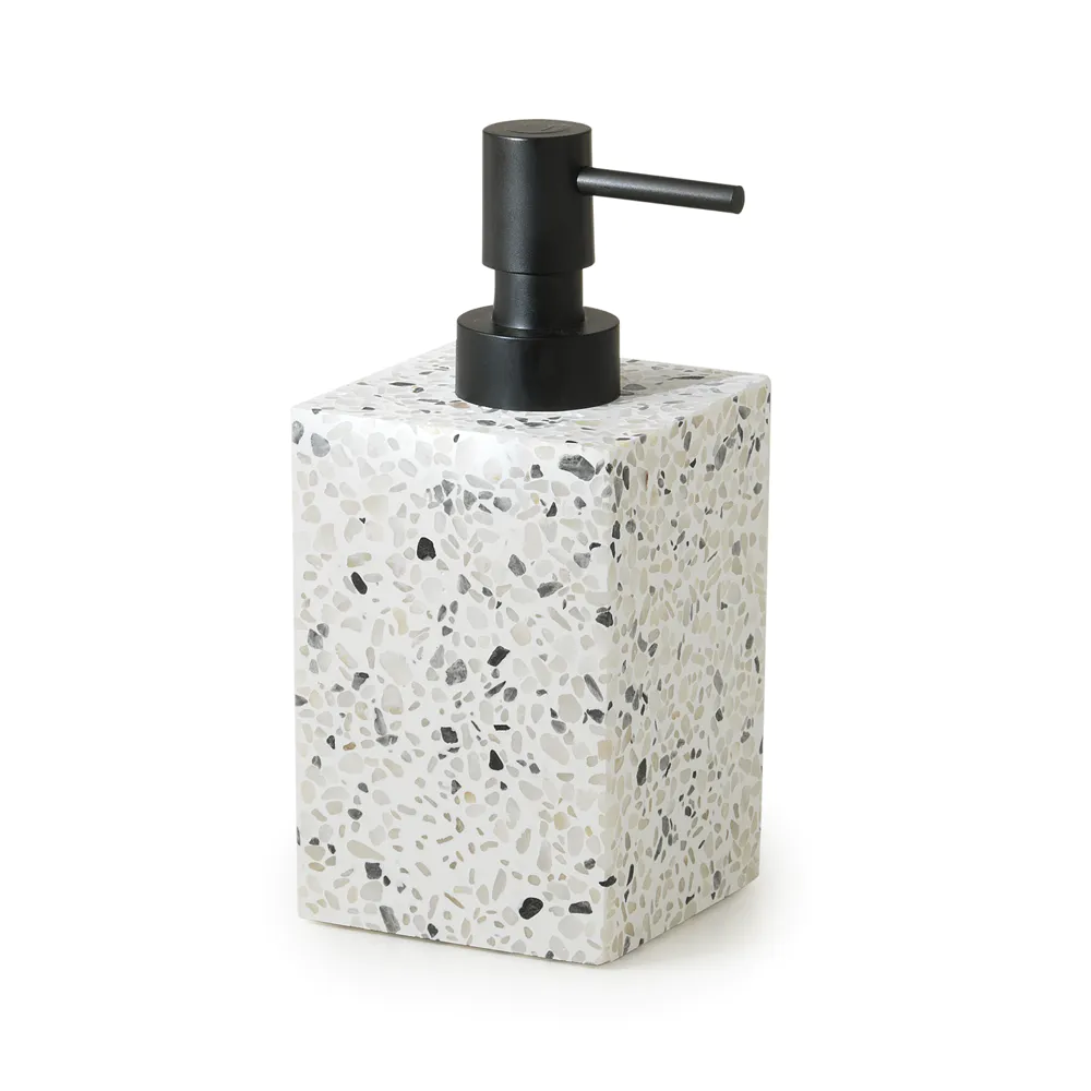 Dispenser dosasapone Gedy graniglia di marmo bianco e nero | Zoe