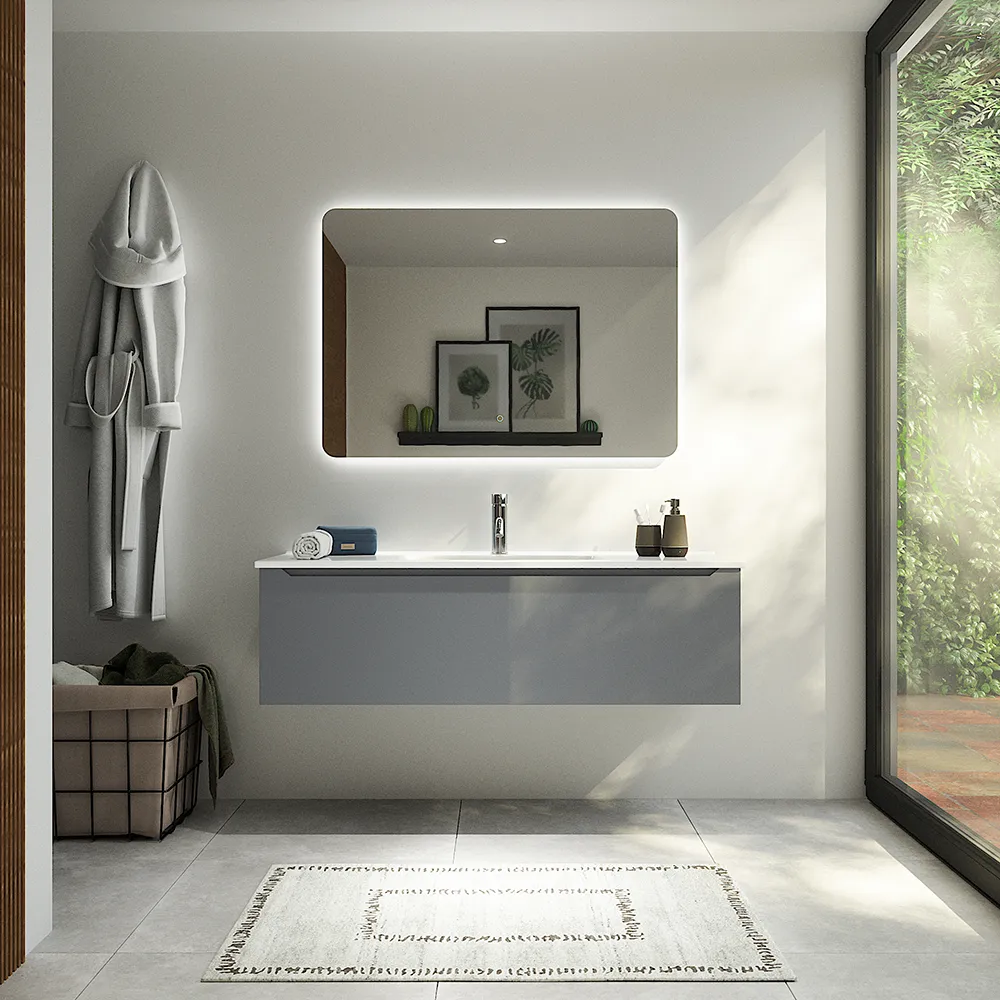 Mobile bagno sospeso 120 cm grigio opaco un cassettone con lavabo | Bako Mobile bagno sospeso 120 cm grigio opaco un cassettone con lavabo | Bako