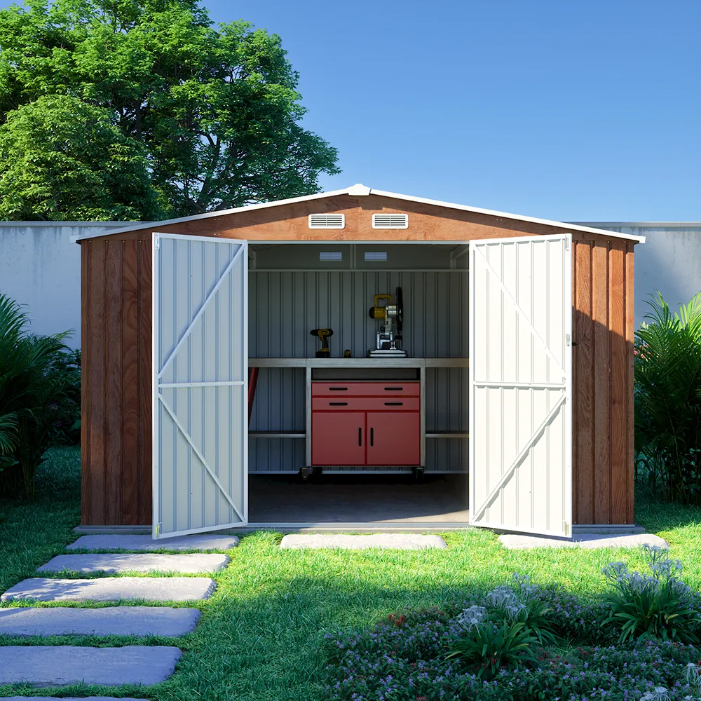 Casetta da giardino in acciaio zincato effetto legno 3,65x3xh2,17 m - 150kg - 10,95 metri quadri Casetta da giardino in acciaio zincato effetto legno 3,65x3xh2,17 m - 150kg - 10,95 metri quadri