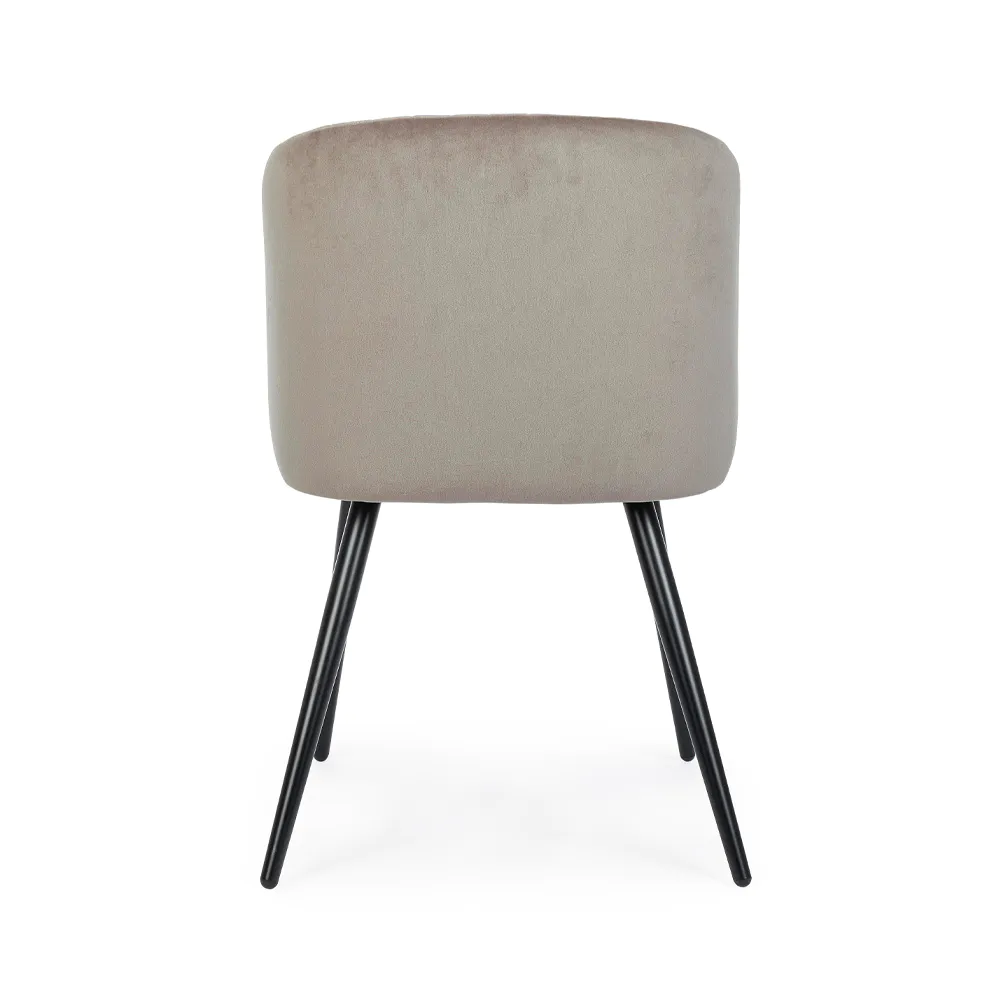 Set 2 sedie in velluto tortora con gambe in acciaio nero | Queen