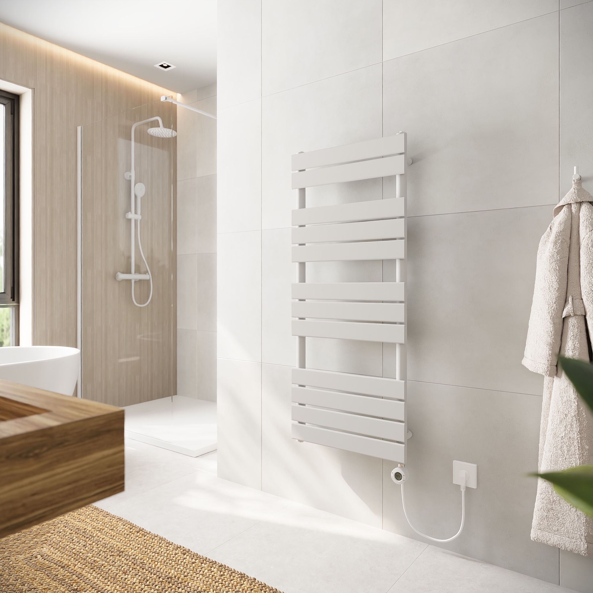 Termoarredo elettrico 1200x500 bianco opaco interasse 450 | Andromeda