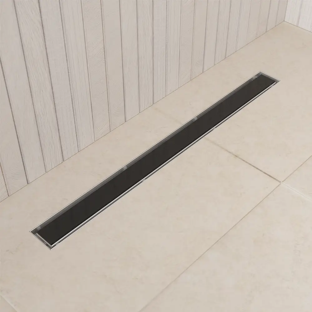 Canalina doccia acciaio inox 60 cm cover in vetro nero Canalina doccia acciaio inox 60 cm cover in vetro nero