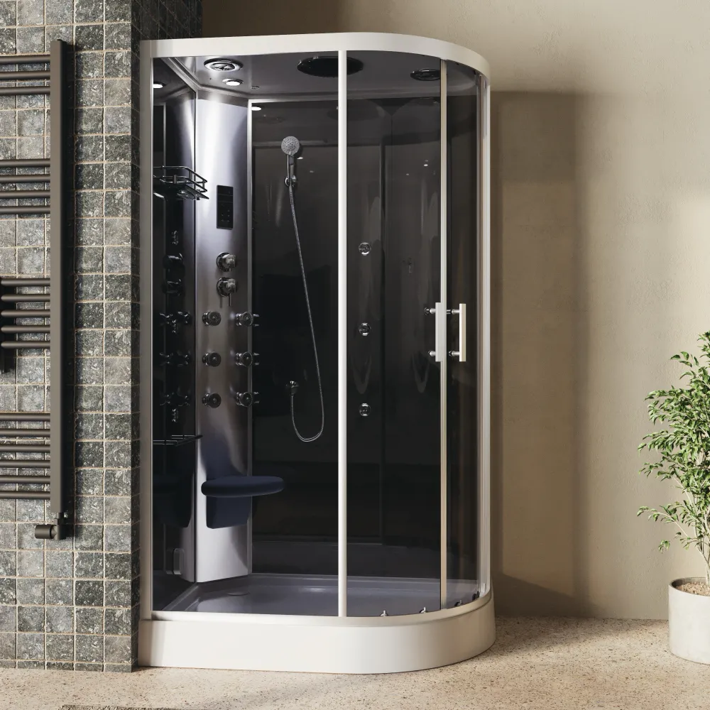 Cabina doccia idromassaggio 80x120 cm lato sinistro h215cm con bagno turco | Amorgos Cabina doccia idromassaggio 80x120 cm lato sinistro h215cm con bagno turco | Amorgos