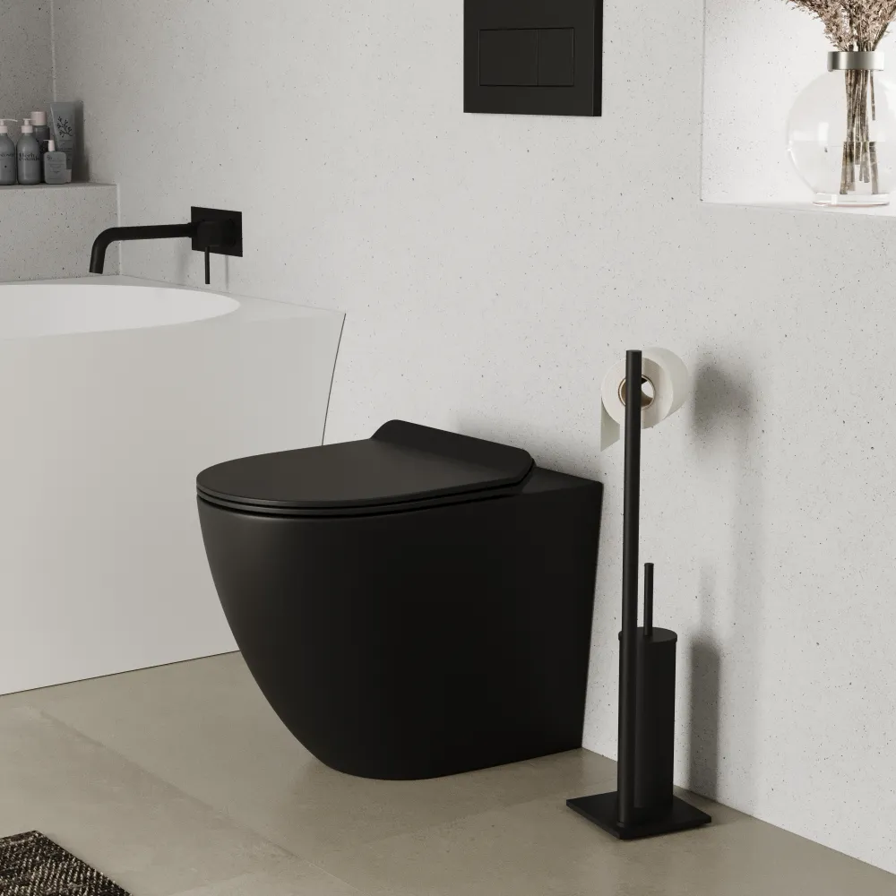 Vaso filomuro tornado silent flush in ceramica nero opaco con sedile soft-close | Sydney Vaso filomuro tornado silent flush in ceramica nero opaco con sedile soft-close | Sydney