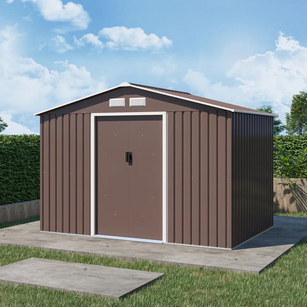 Casetta da giardino in acciaio zincato marrone 2,77x1,95x1,93 m - 65kg - 4,8 metri quadri