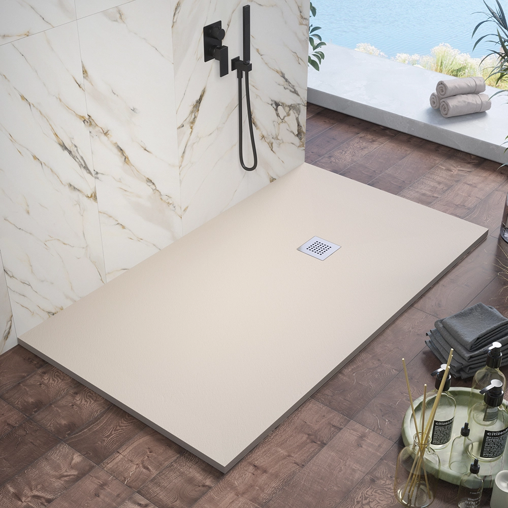 Piatto doccia 70x120cm in marmoresina avorio effetto pietra | Kos Piatto doccia 70x120cm in marmoresina avorio effetto pietra | Kos