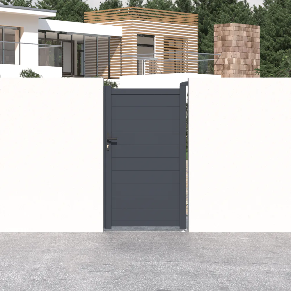 Cancello in alluminio pedonale porta singola a battente 100x173cm grigio freddo