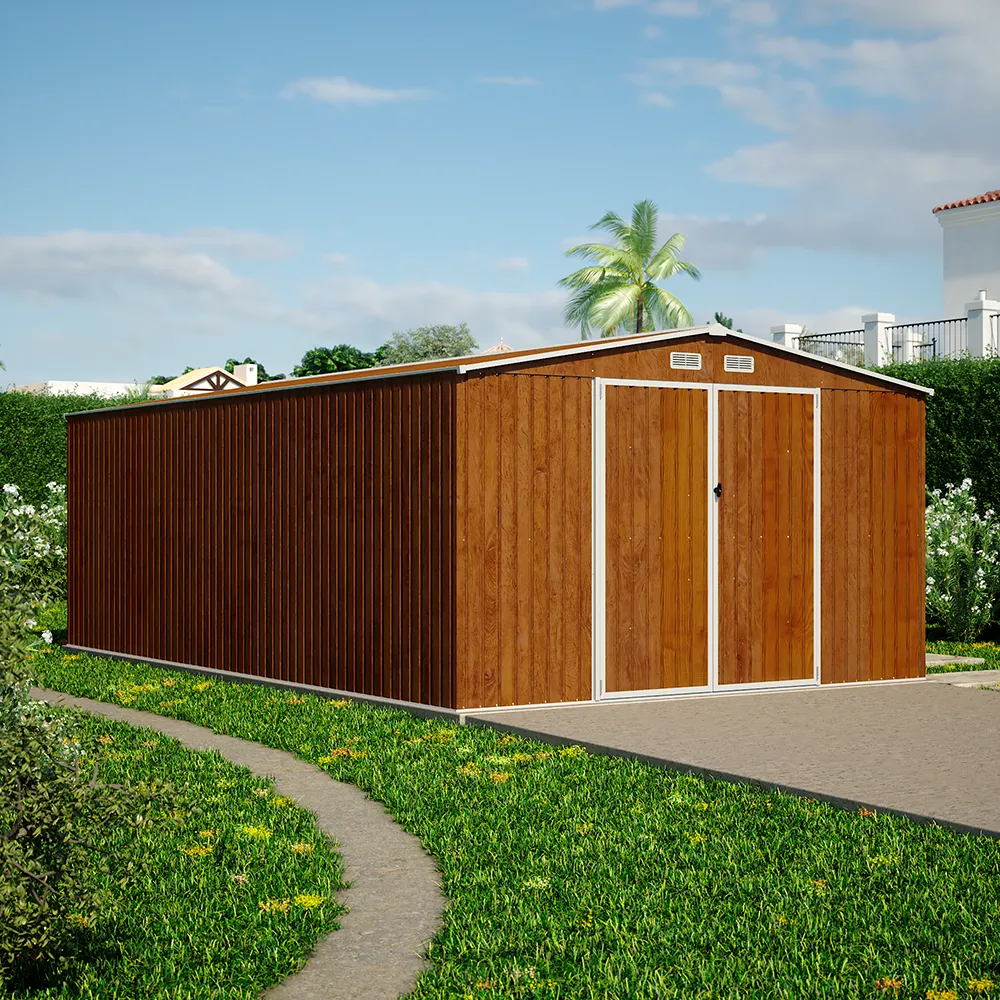 Casetta da giardino in acciaio zincato effetto legno 5,96x3,56xh2,17m -258kg - 21,2 metri quadri Casetta da giardino in acciaio zincato effetto legno 5,96x3,56xh2,17m -258kg - 21,2 metri quadri