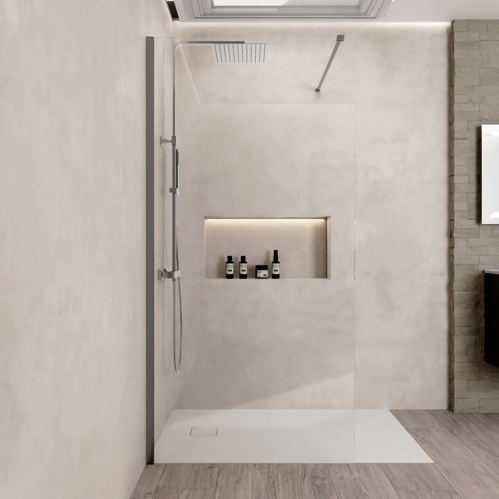 Doccia walk-in 140 cm vetro 8mm anticalcare h200 profilo gun metal spazzolato | Keros Doccia walk-in 140 cm vetro 8mm anticalcare h200 profilo gun metal spazzolato | Keros