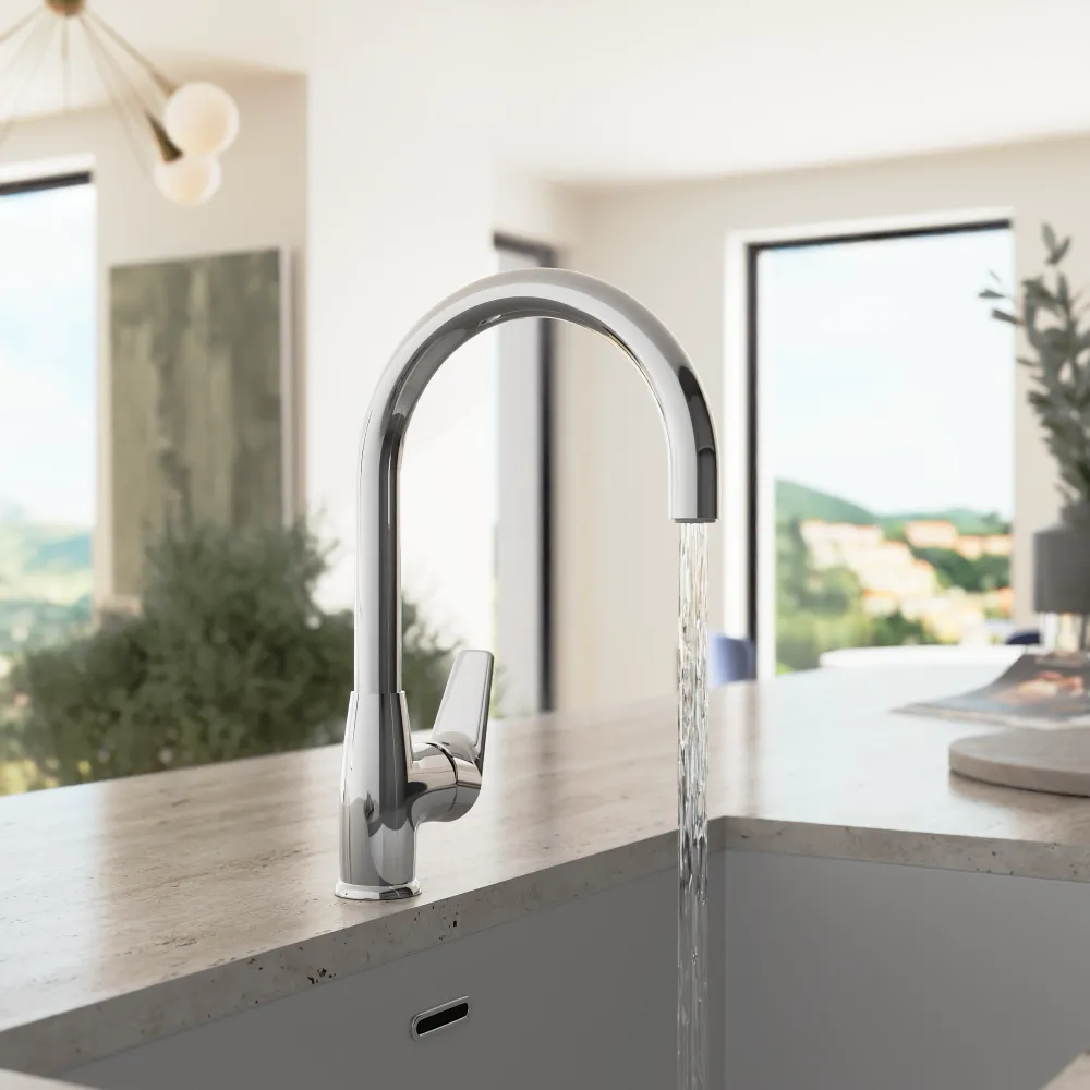 Miscelatore lavello cucina girevole in zinco cromato | Rosmarino