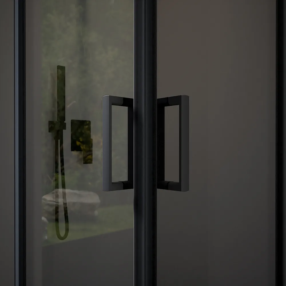Box doccia 70x70 cm angolare scorrevole profili nero opaco vetro 6mm fumè h185 | Tonga Box doccia 70x70 cm angolare scorrevole profili nero opaco vetro 6mm fumè h185 | Tonga