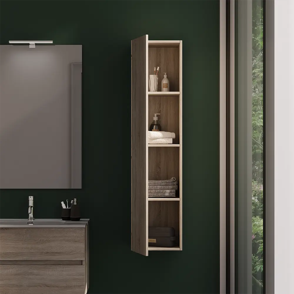 Colonna bagno sospesa altezza 140 cm rovere chiaro reversibile | Yili Colonna bagno sospesa altezza 140 cm rovere chiaro reversibile | Yili