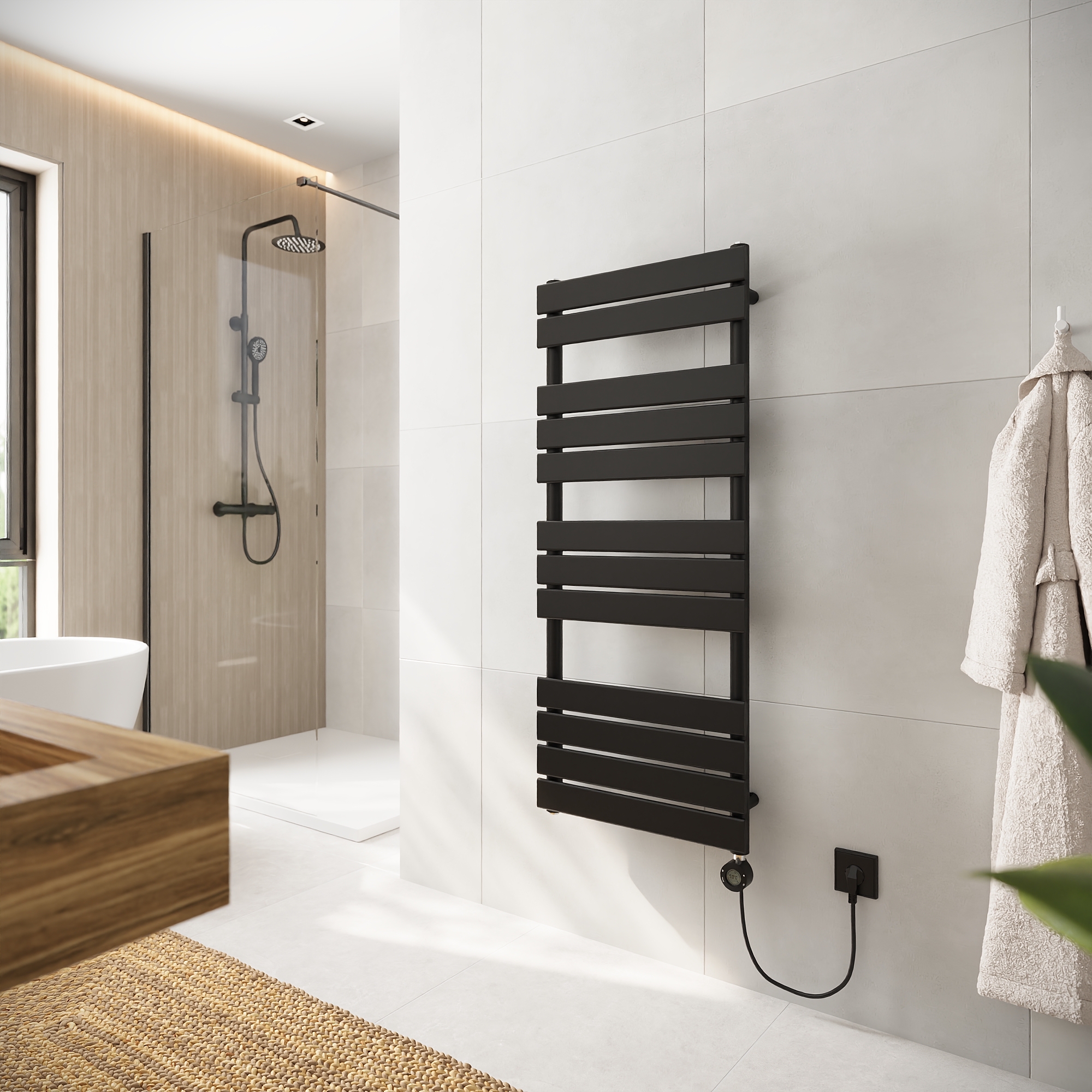 Termoarredo elettrico 1200x500 nero opaco interasse 450 | Andromeda