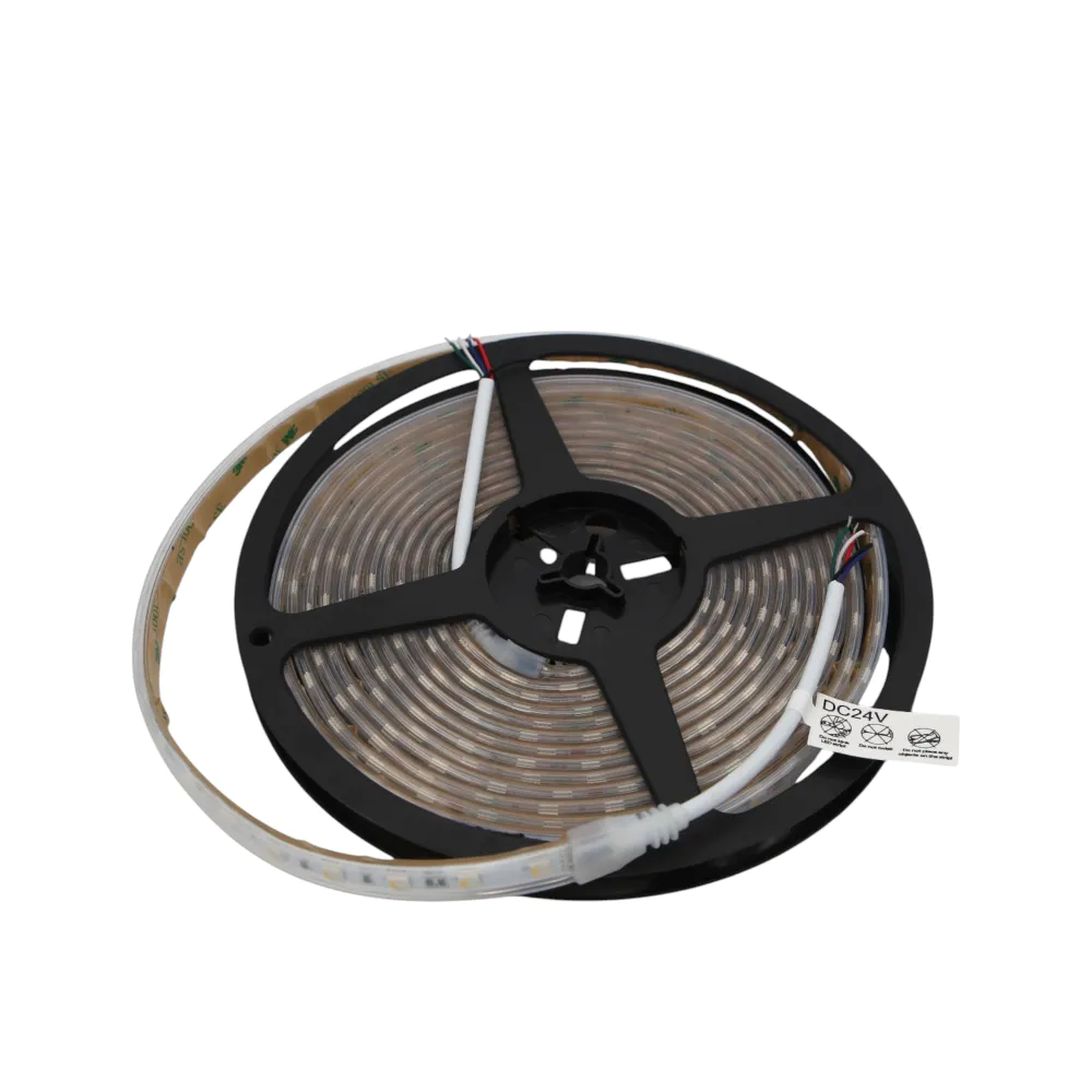 Striscia LED RGBW 24V 5m tagliabile ogni 10cm 18W/m multicolore + luce naturale 4000K