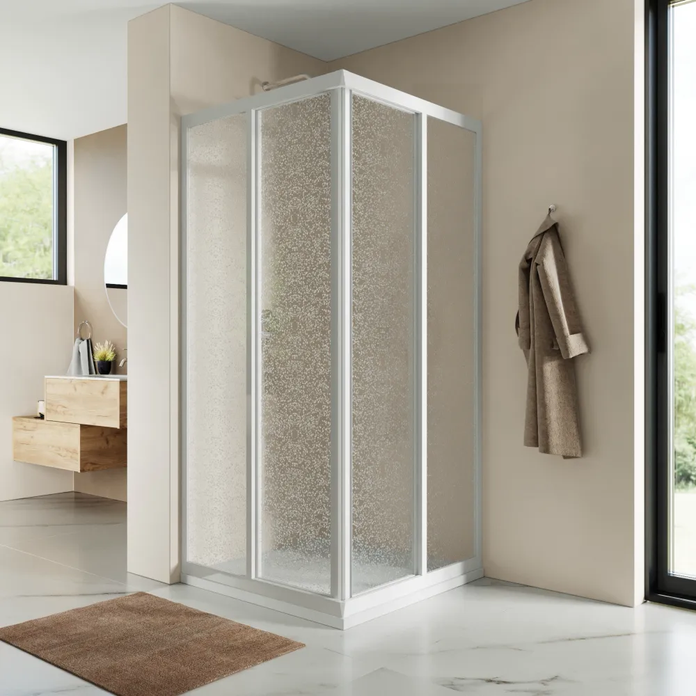 Box doccia apertura angolare 80x120 cm profili in pvc e pannello acrilico 1,8mm h190cm
