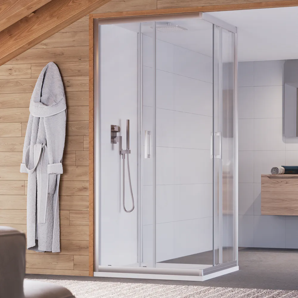 Box doccia 3 lati cromato 70x100x70cm vetro 6mm trasparente con angolare scorrevole e parete fissa h 170cm | Java Box doccia 3 lati cromato 70x100x70cm vetro 6mm trasparente con angolare scorrevole e parete fissa h 170cm | Java