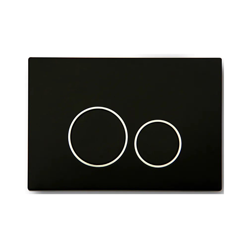 Placca di scarico doppio tasto in ABS nero opaco e cromato Placca di scarico doppio tasto in ABS nero opaco e cromato