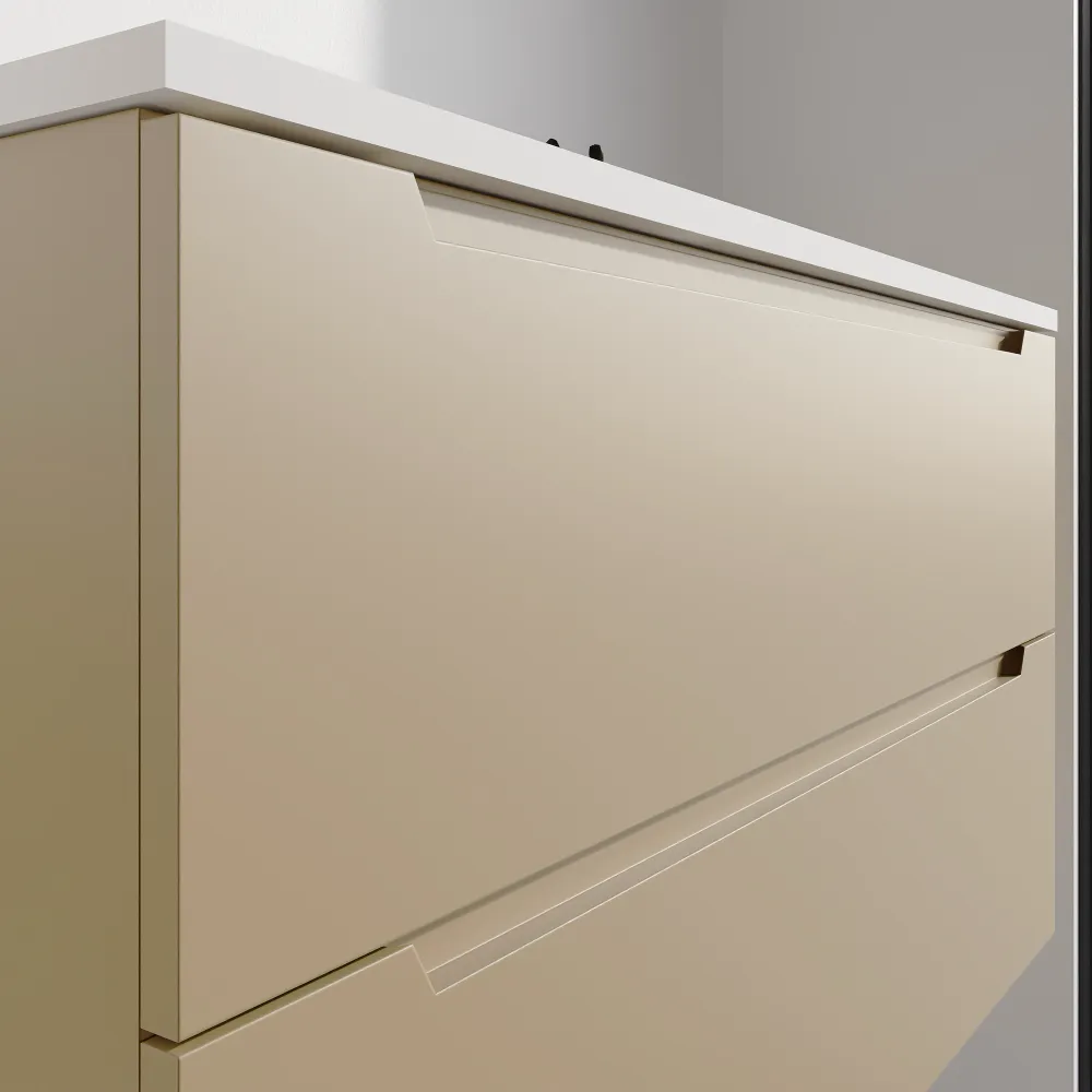 Mobile bagno sospeso 90cm sabbia opaco due cassetti soft-close con lavabo bianco opaco | Bako Mobile bagno sospeso 90cm sabbia opaco due cassetti soft-close con lavabo bianco opaco | Bako