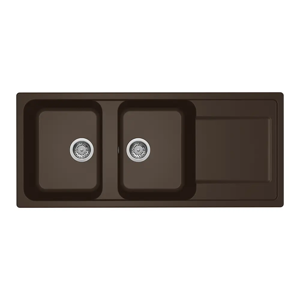 Elleci lavello da cucina 2 vasche con gocciolatoio 116x50cm in granitek espresso installazione sopratop | Life 500 Elleci lavello da cucina 2 vasche con gocciolatoio 116x50cm in granitek espresso installazione sopratop | Life 500