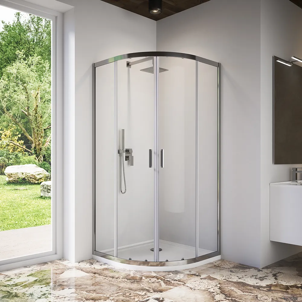 Box doccia semicircolare 80x80 cm profili cromati vetro 6 mm trasparente h185 | Tonga Box doccia semicircolare 80x80 cm profili cromati vetro 6 mm trasparente h185 | Tonga