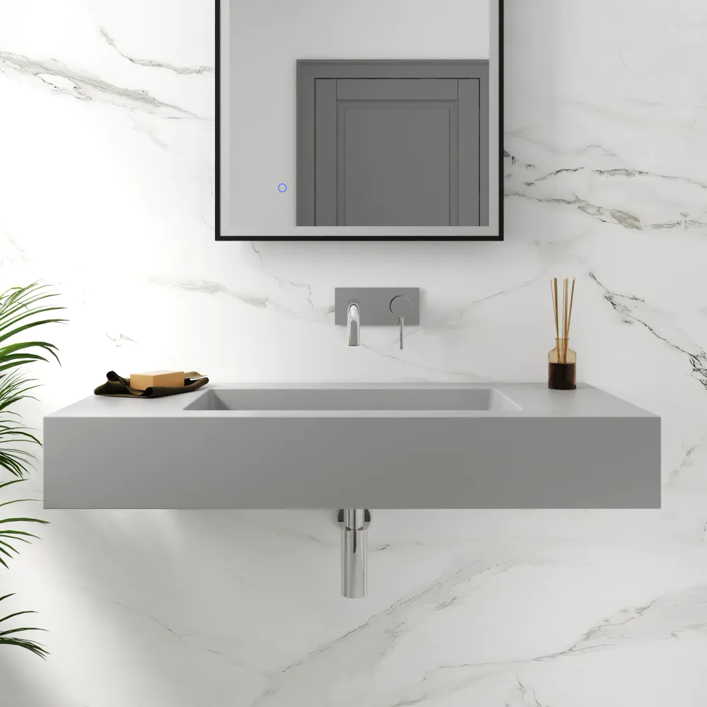 Lavabo sospeso in marmoresina 120cm grigio opaco | Koro Lavabo sospeso in marmoresina 120cm grigio opaco | Koro