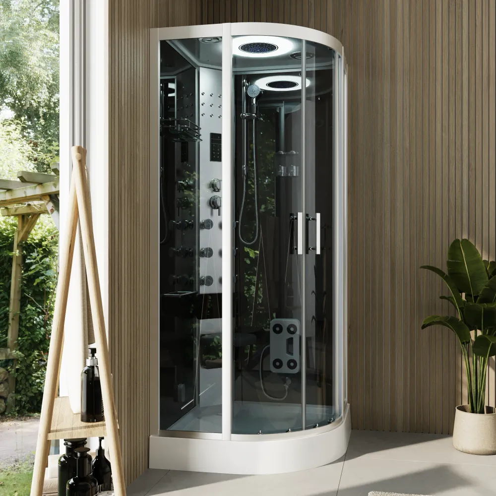 Cabina doccia idromassaggio semicircolare 90x90 cm h215cm | Leros Cabina doccia idromassaggio semicircolare 90x90 cm h215cm | Leros