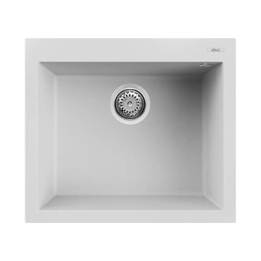 Elleci lavello da cucina 1 vasca 57x50cm in granitek bianco installazione sopratop | Quadra 105