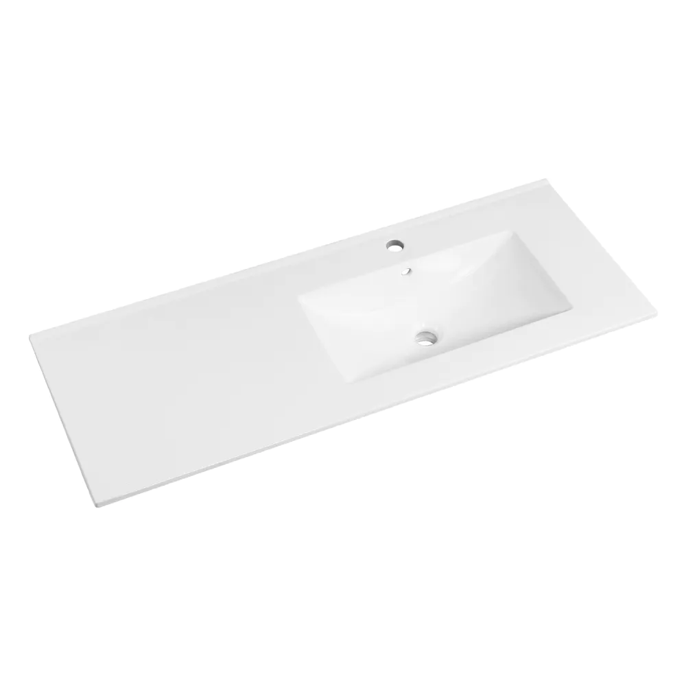 Lavabo da incasso 100cm vasca lato destro in ceramica bianco opaco | Orta