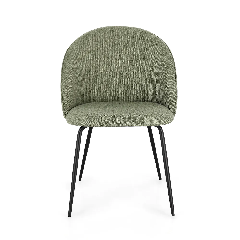 Set 4 sedie seduta in poliestere salvia e gambe in acciaio nero | New Tanya