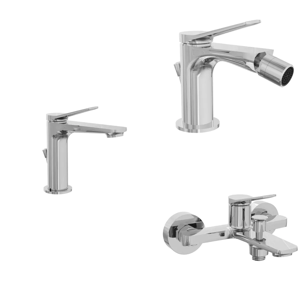 Set miscelatori: lavabo bidet con salterello e piletta ed esterno vasca a muro cromato | Anne Set miscelatori: lavabo bidet con salterello e piletta ed esterno vasca a muro cromato | Anne