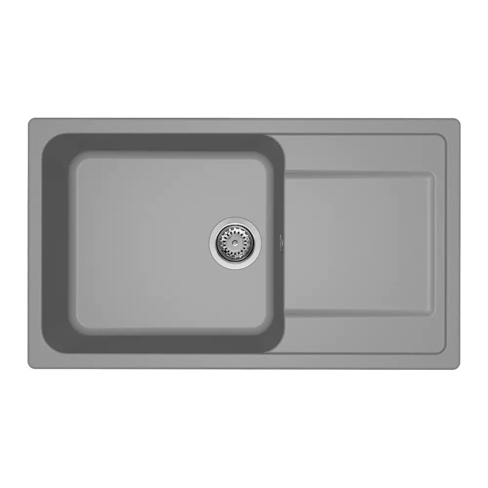 Elleci lavello da cucina 1 vasca con gocciolatoio 86x50cm in granitek cemento installazione sopratop | Life 410 Elleci lavello da cucina 1 vasca con gocciolatoio 86x50cm in granitek cemento installazione sopratop | Life 410